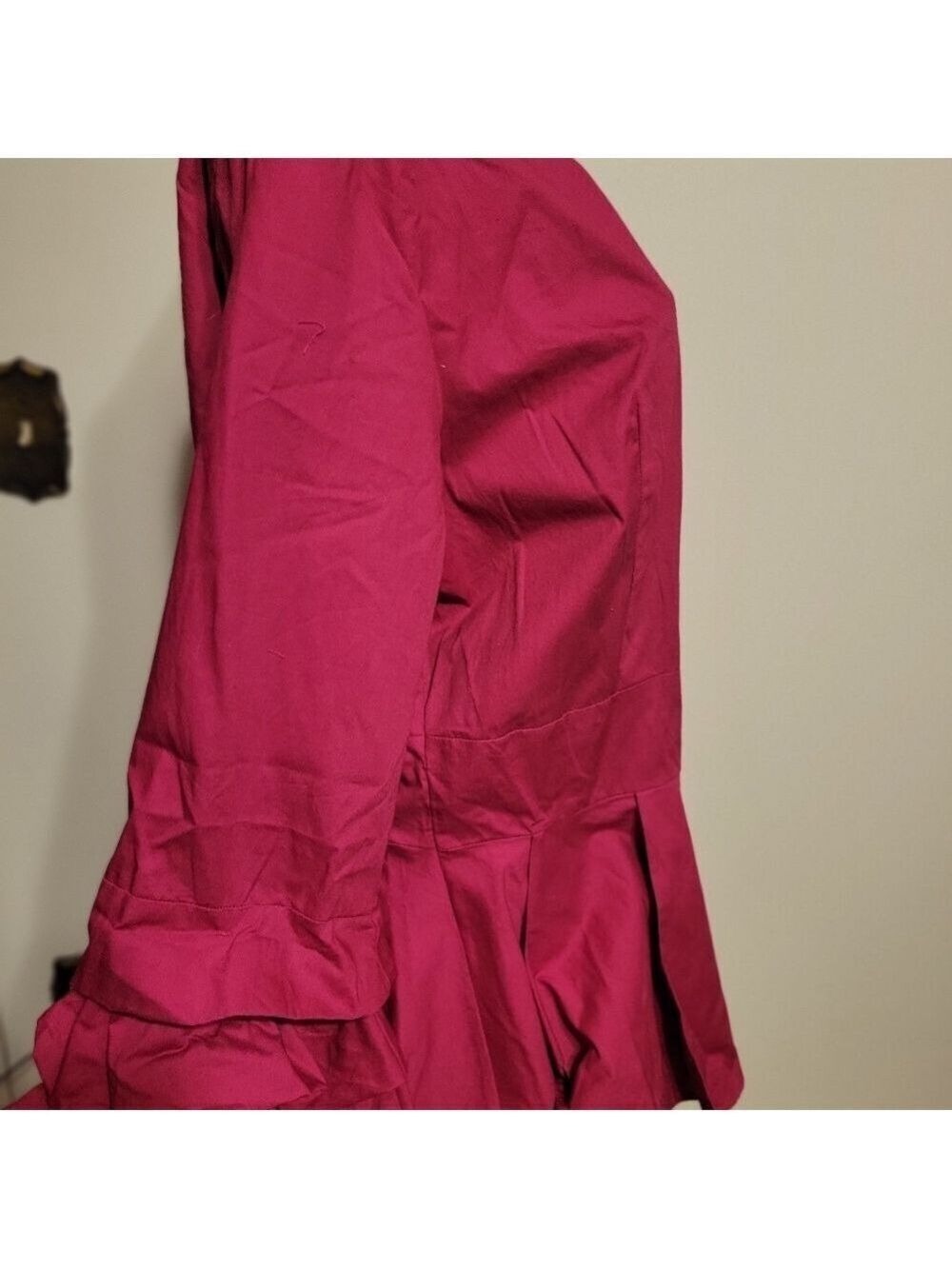 Ashley Stewart Red Sangria  Ruffled Sleeve Top Size 18 - Picture 5 of 6